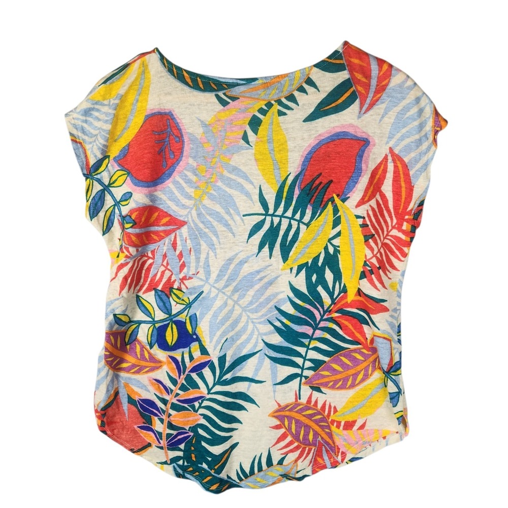 Rachel Zoe Lot Of 3 100% Linen Tropical Leaf Print Tops Size M-L Multicolor - Picture 13 of 16
